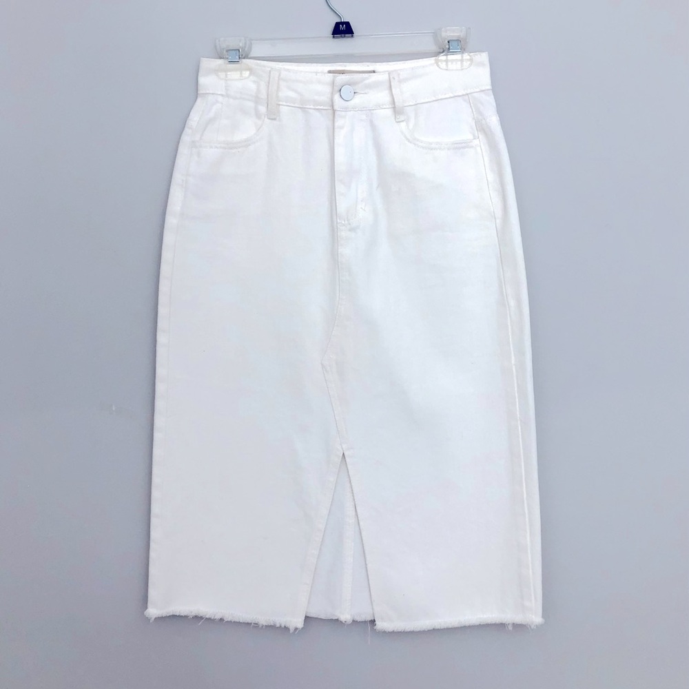 Madewell white denim skirt